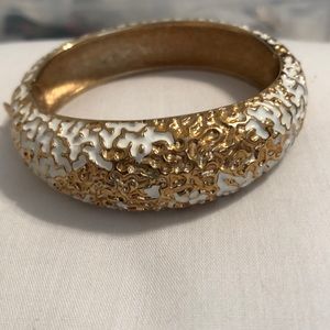 High quality gold & white enamel costume bangle